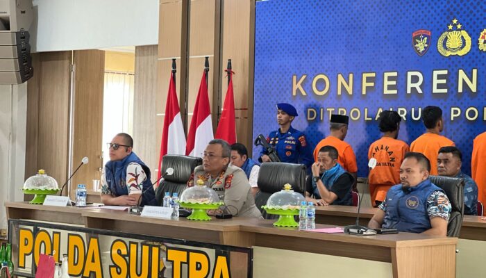 Ditpolairud Polda Sultra Ungkap Kasus Penyalahgunaan Bahan Peledak dalam Press Conference Bersama Korpolairud Baharkam Polri