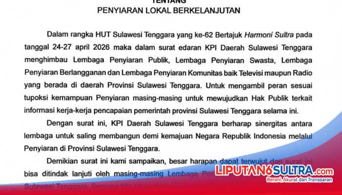 Jelang HUT Sultra Ke 62, KPID Sultra Ajak Lembaga Penyiaran Serta Media Lokal Gaungkan “Harmoni Sultra”