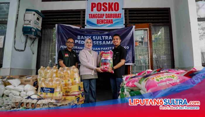 Bank Sultra Salurkan 300 Paket Sembako untuk Korban Banjir di Kendari