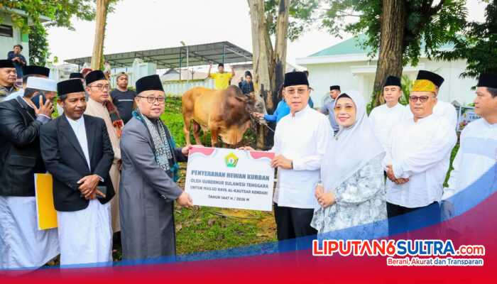 Gubernur Sultra Serahkan Langsung Hewan Kurban, Tegaskan Semangat Keikhlasan dan Kepedulian Sosial