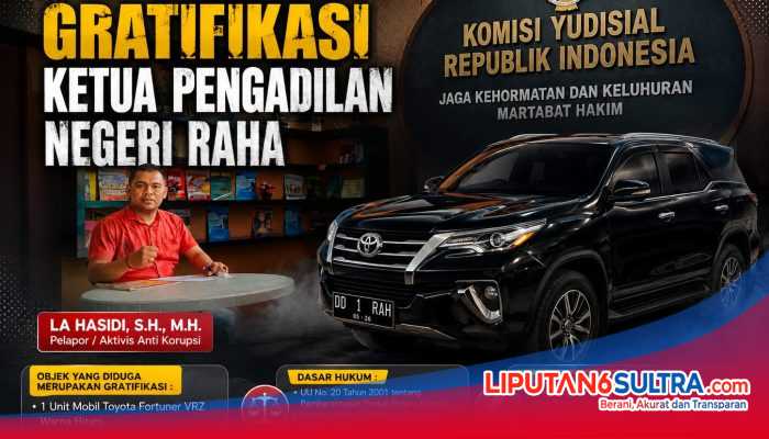 Dugaan Terima Fasilitas Mobil Pemda Muna, Ketua PN Raha Resmi Dilaporkan ke Komisi Yudisial